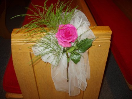 Pew Decorations single rose with greenery 800 each need color 